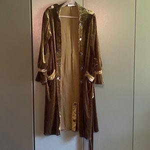 Moss/olive green velvet trench/cardigan